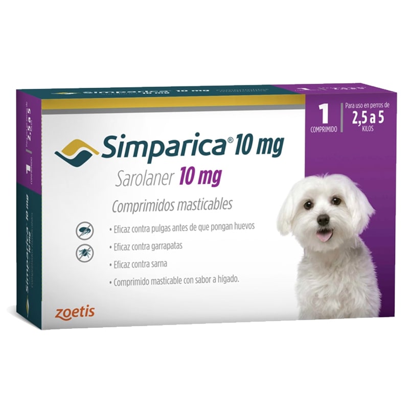 SIMPARICA 10 MG 1 COMPRIMIDO 2,5 A 5KG ZOETIS-min