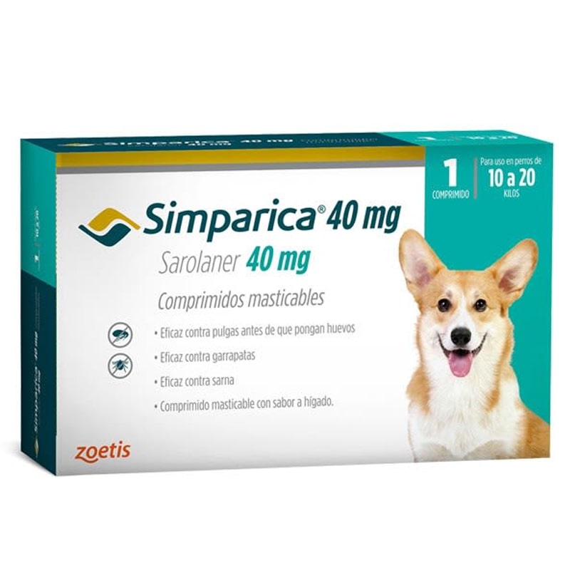 SIMPARICA 40 MG 1 COMPRIMIDO 10 A 20KG ZOETIS-min