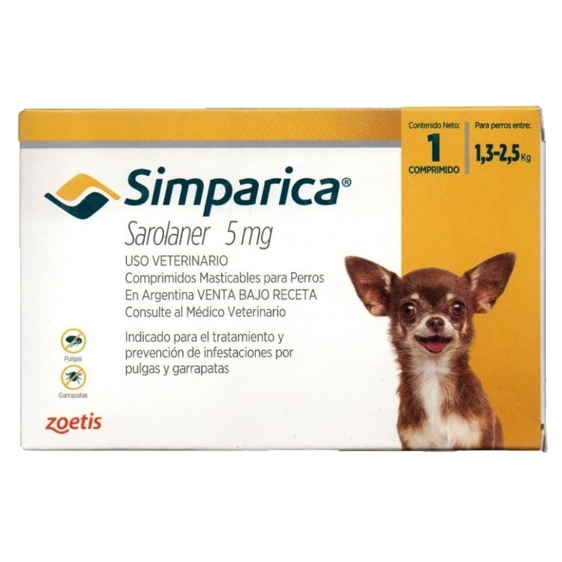 SIMPARICA 5 MG 1 COMPRIMIDO 1,3 A 2,5 KG ZOETIS-min